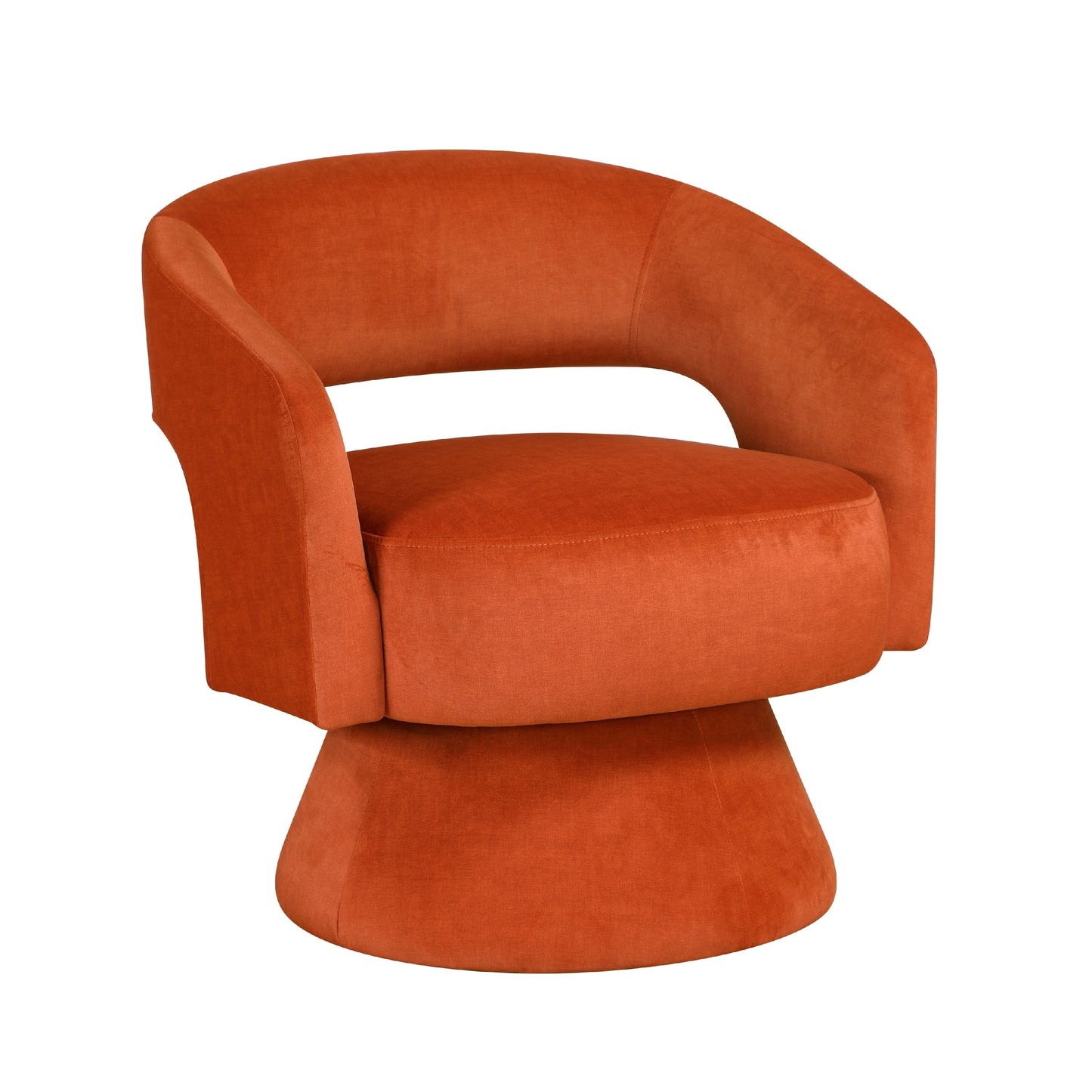 Lessa Swivel Accent Chair, Beige, Round Base, Soft Foam Cushion