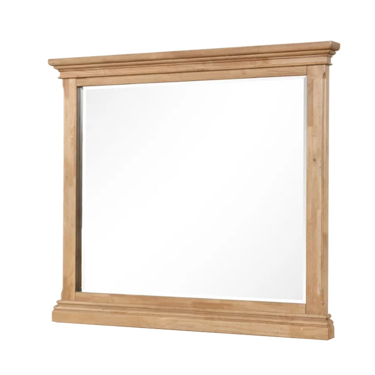 Lexa Dresser Mirror, Bevel Glass, Natural Oak Brown Solid Wood, 38x44