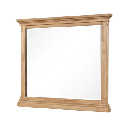 Lexa Dresser Mirror, Bevel Glass, Natural Oak Brown Solid Wood, 38x44