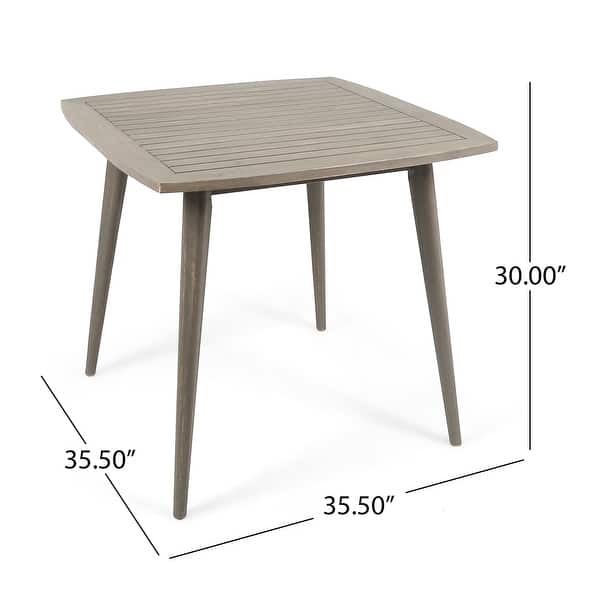 Lexy Outdoor Dining Chair, Square 36 Inch, Gray Acacia Wood, Tapered Legs