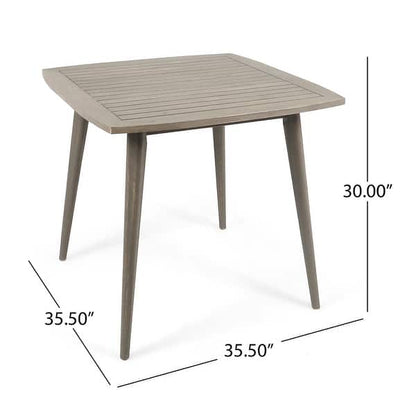 Lexy Outdoor Dining Chair, Square 36 Inch, Gray Acacia Wood, Tapered Legs
