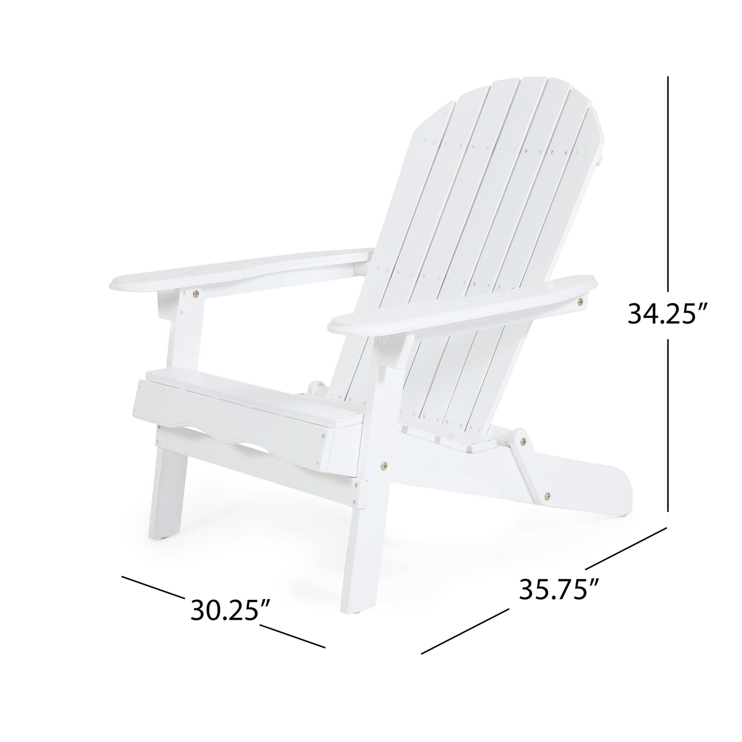 Libo Outdoor Adirondack Chair, Slatted Seat, Modern White Acacia Wood