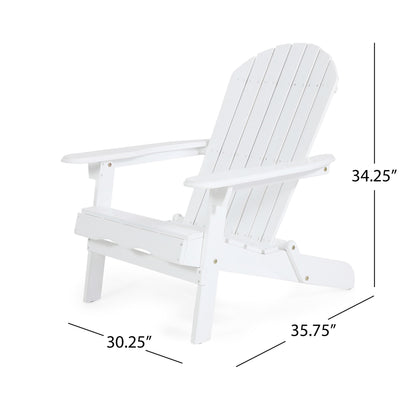 Libo Outdoor Adirondack Chair, Slatted Seat, Modern White Acacia Wood