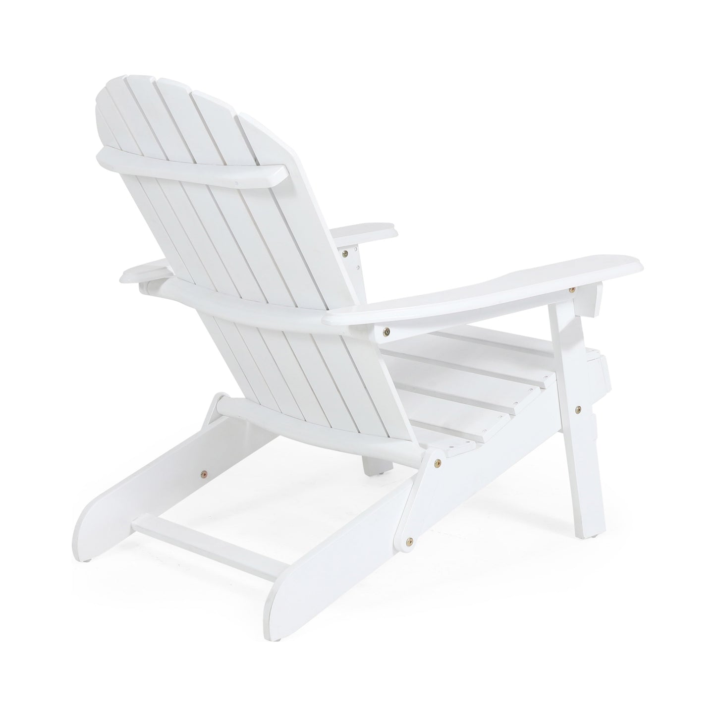 Libo Outdoor Adirondack Chair, Slatted Seat, Modern White Acacia Wood