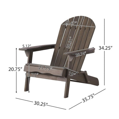 Libo Outdoor Adirondack Chair, Taupe Gray Acacia Wood, Slat Panels