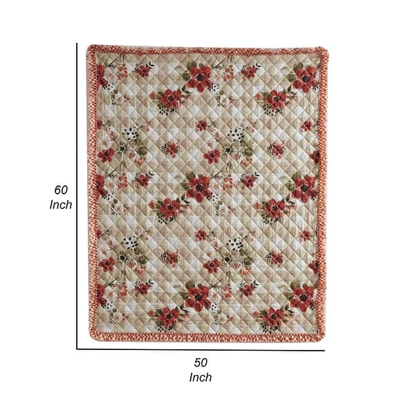 Lire 50 x 60 Inch Quilted Throw Blanket with Fill, Windflower Print, Red