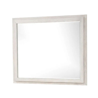 Loji 48 Inch Dresser Mirror, Weathered Gray Frame, Solid Rubberwood