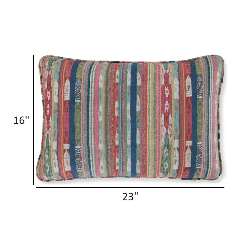 Lumbar Pillow Set of 4, 16 x 23 Inch Striped Red Blue White Green Polyester