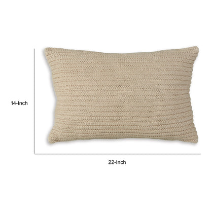 Lumbar Throw Pillow Set of 4, 14 x 22, Polyfill Textured Light Brown Cotton