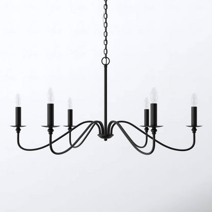 30-inch Contemporary Classic Dimmable 6-Light Chandelier in Matte Black