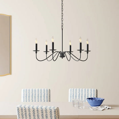 30-inch Contemporary Classic Dimmable 6-Light Chandelier in Matte Black