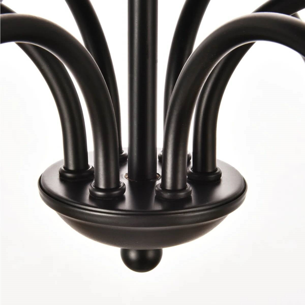 42-inch Traditional 6-Light Dimmable Chandelier in Matte Black Finish