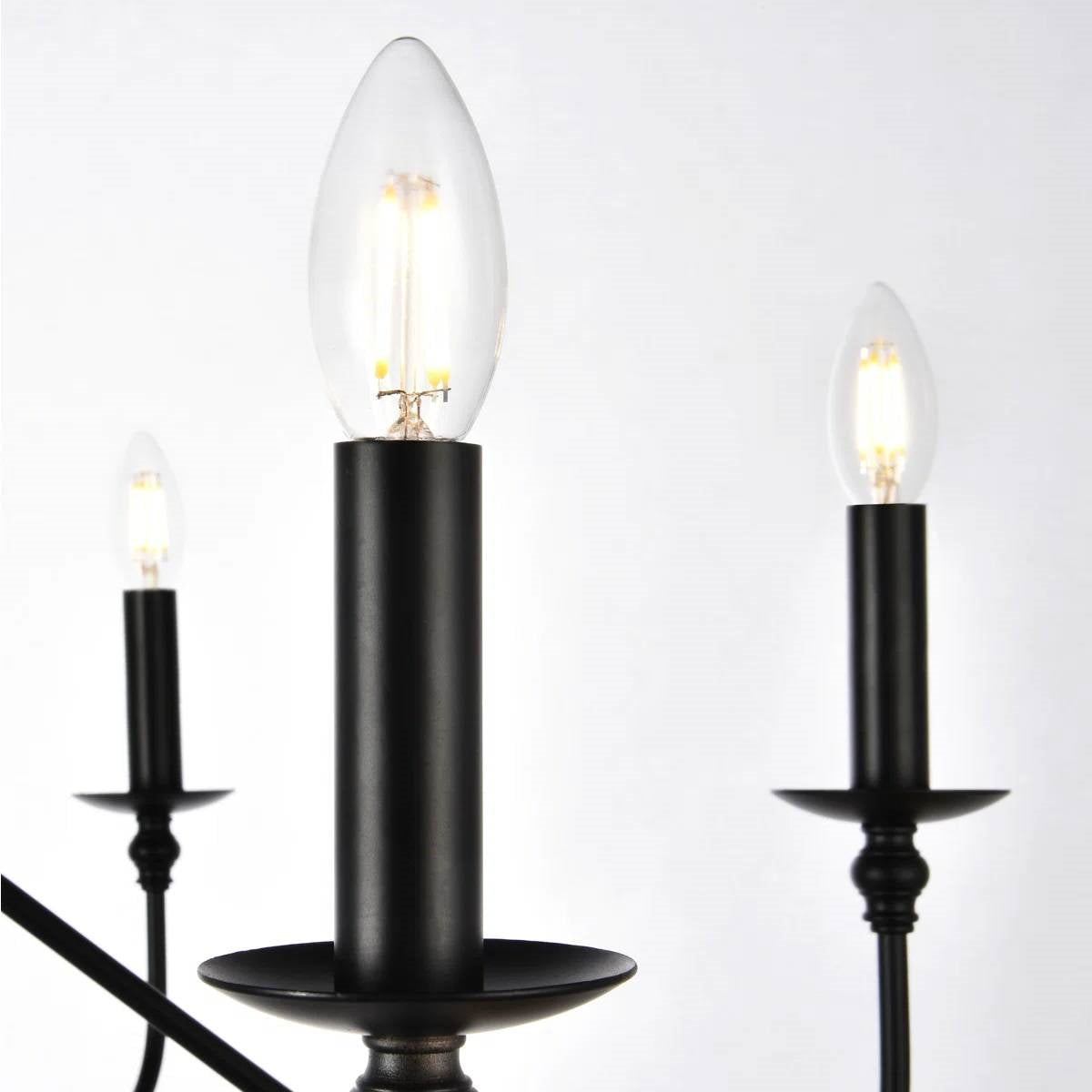 42-inch Traditional 6-Light Dimmable Chandelier in Matte Black Finish