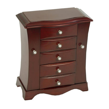 4-Drawer Jewelry Box in Cherry / Mahogany Wood Finish