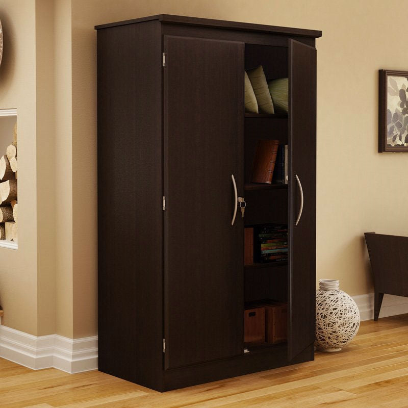 Cherry 2-Door Storage Cabinet Wardrobe Armoire Bedroom Living Room Home Office