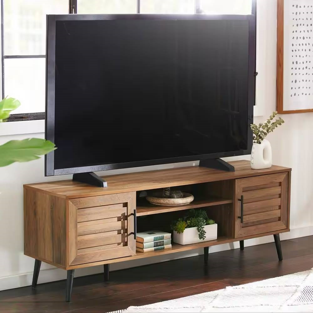 Modern Rustic Wood Finish TV Stand with Mid-Century Legs - for TV up to 65-inch — Chic Home-Decor