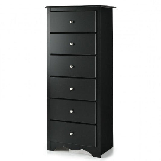 Modern Black 6 Drawer Tall Wood Dresser Chest — Chic Home-Decor