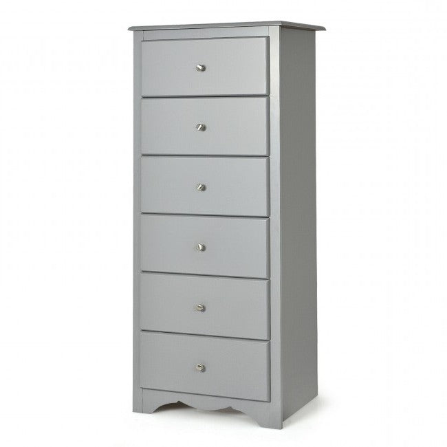 Modern Grey 6 Drawer Tall Wood Dresser Chest — Chic Home-Decor
