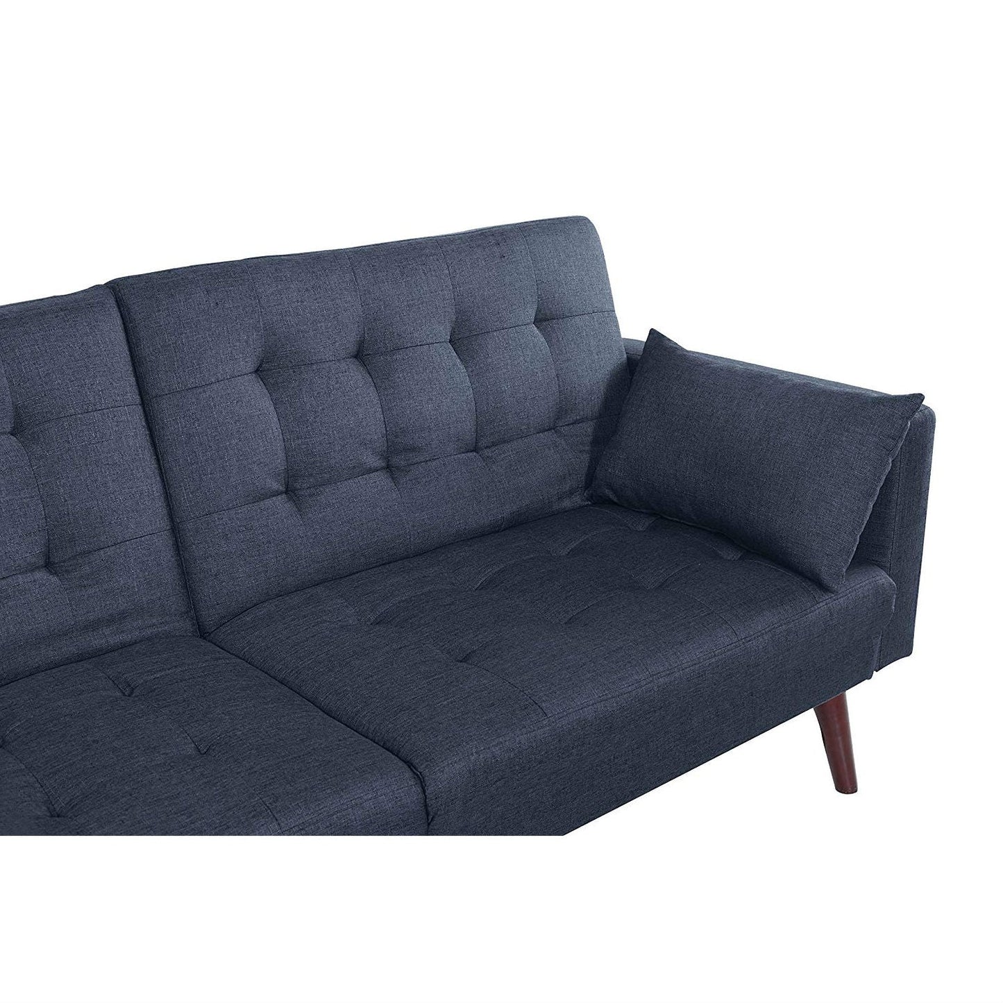 Modern Mid-Century Sleeper Sofa Bed in Dark Blue Black Linen