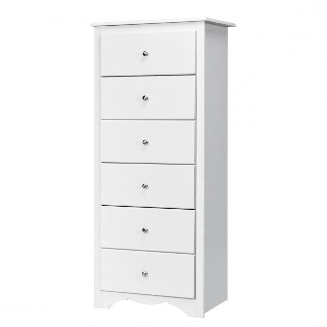Modern White 6 Drawer Tall Wood Dresser Chest — Chic Home-Decor