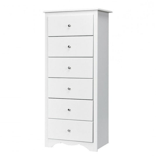 Modern White 6 Drawer Tall Wood Dresser Chest — Chic Home-Decor