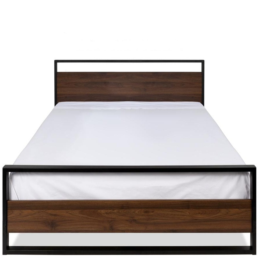 Modern FarmHome Queen Low Profile Metal Wood Platform Bed — Chic Home-Decor