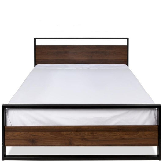 Modern FarmHome Queen Low Profile Metal Wood Platform Bed — Chic Home-Decor