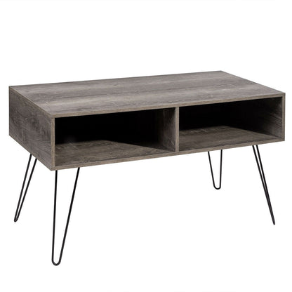 Modern TV Stand in Oak Wood Finish with Metal Legs - Fits up to 42-inch TV
