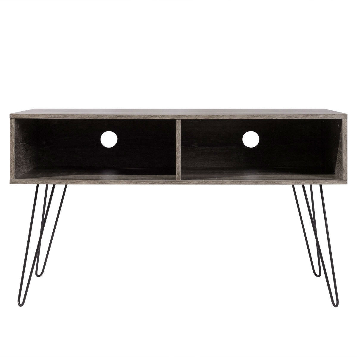 Modern TV Stand in Oak Wood Finish with Metal Legs - Fits up to 42-inch TV