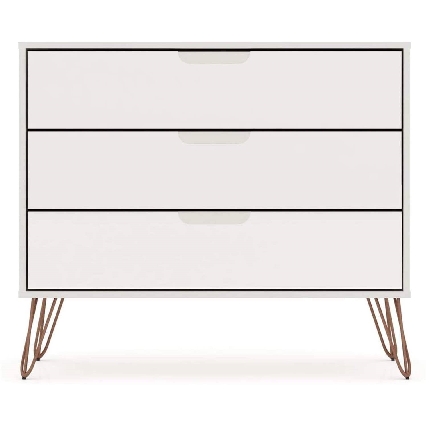 Modern Scandinavian Style Bedroom 3-Drawer Dresser in Off-White Finish — Chic Home-Decor