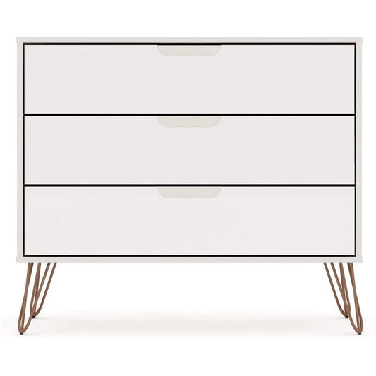 Modern Scandinavian Style Bedroom 3-Drawer Dresser in Off-White Finish — Chic Home-Decor
