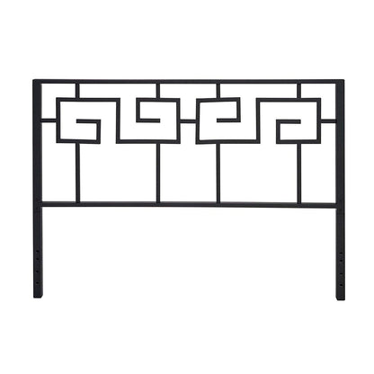 Full size Modern Meander Greek Key Style Headboard in Black Metal Finish