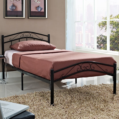 Metal Platform Bed with Headboard and Footboard – Black