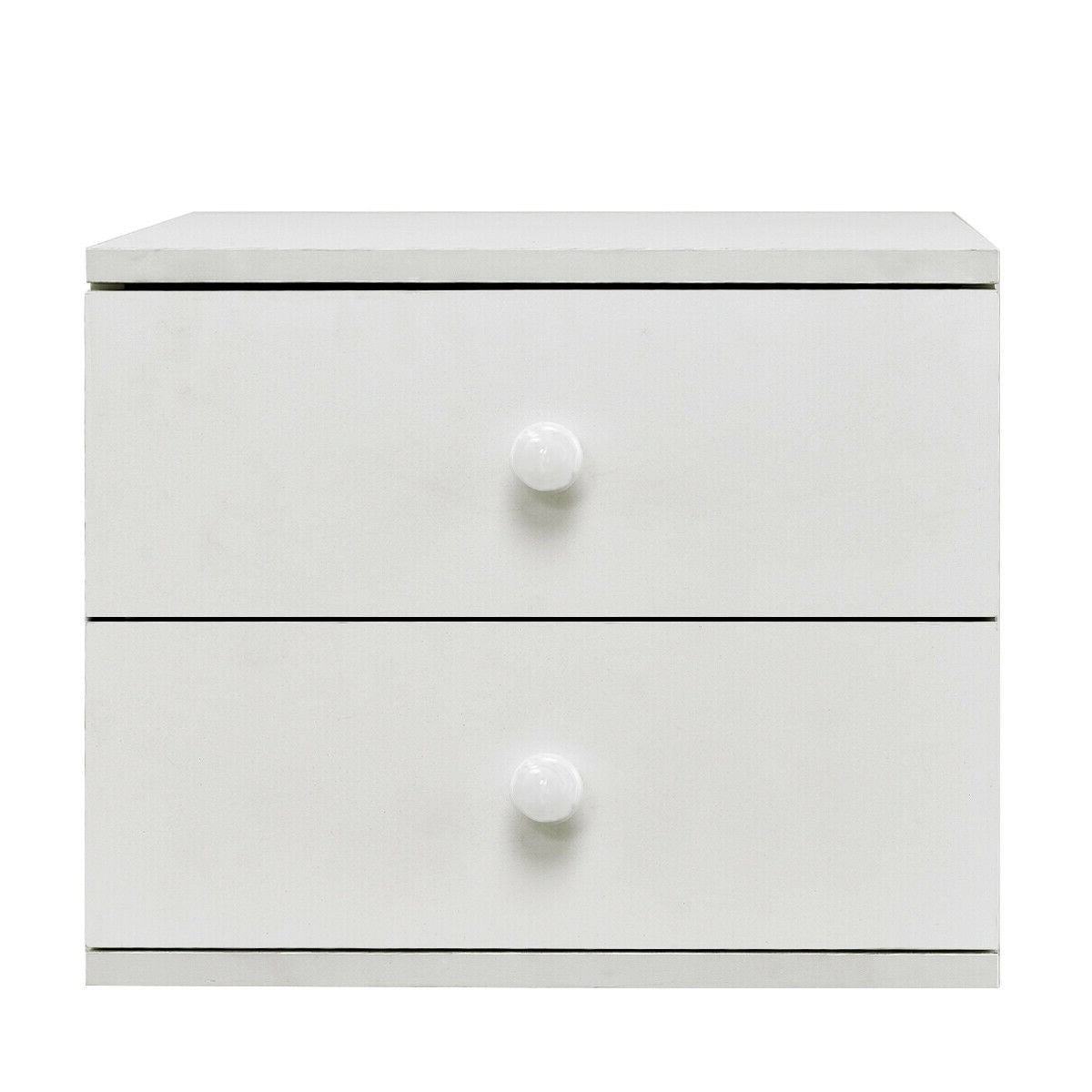 Modern White Wood 2-Drawer Accent End Table Nightstand