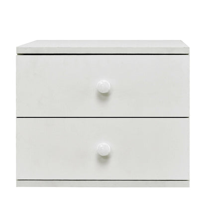 Modern White Wood 2-Drawer Accent End Table Nightstand