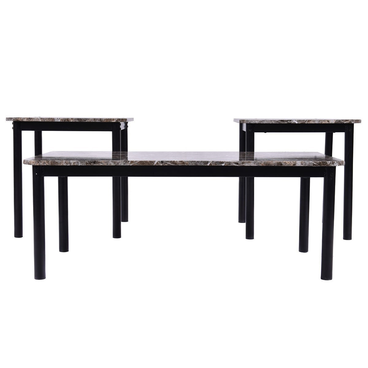3-Piece Coffee Table and End Table Set with Faux Marble Top