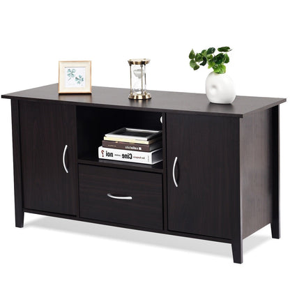 Modern 48-inch Dark Brown Wood TV Stand Media Cabinet