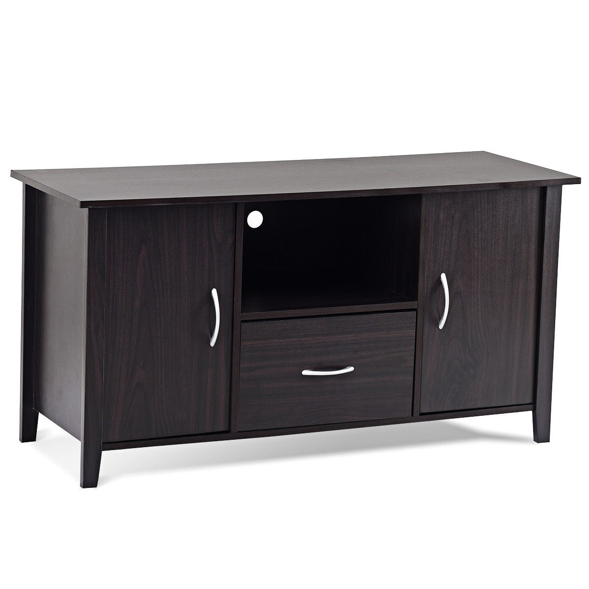 Modern 48-inch Dark Brown Wood TV Stand Media Cabinet