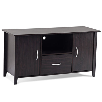 Modern 48-inch Dark Brown Wood TV Stand Media Cabinet