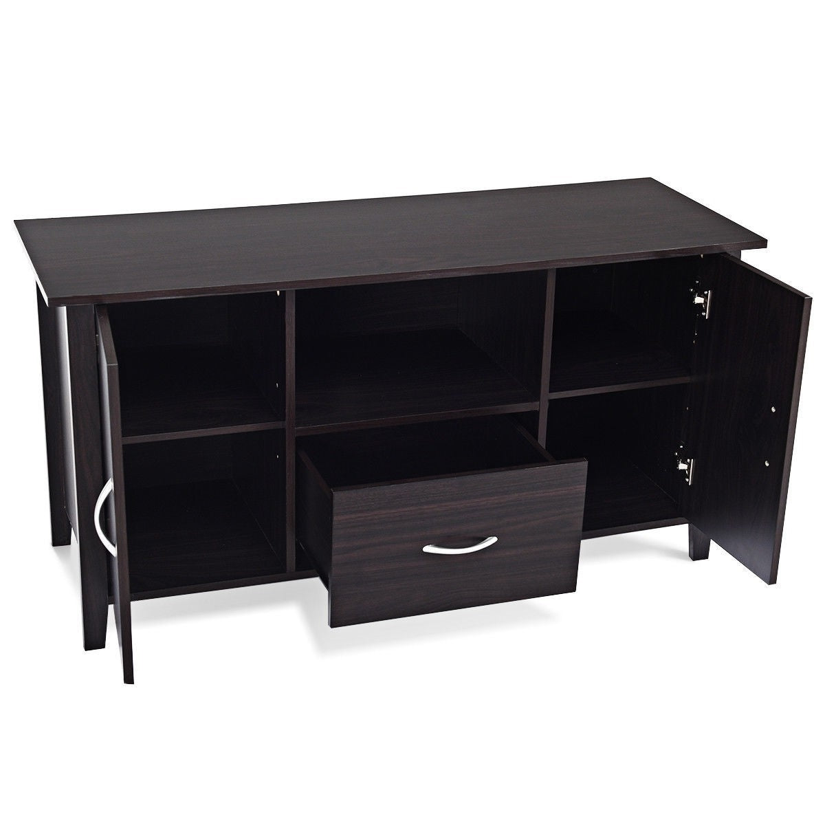 Modern 48-inch Dark Brown Wood TV Stand Media Cabinet