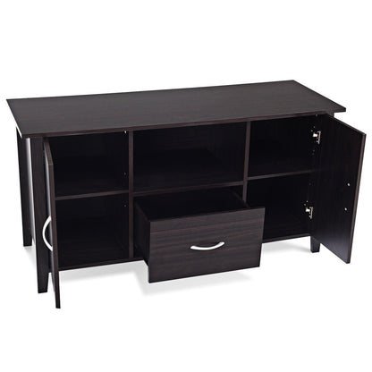 Modern 48-inch Dark Brown Wood TV Stand Media Cabinet