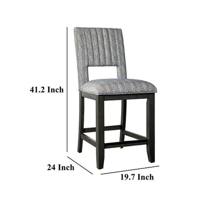 Manny Counter Height Chair Set of 2, Bluish Gray Fabric Seat and Back
