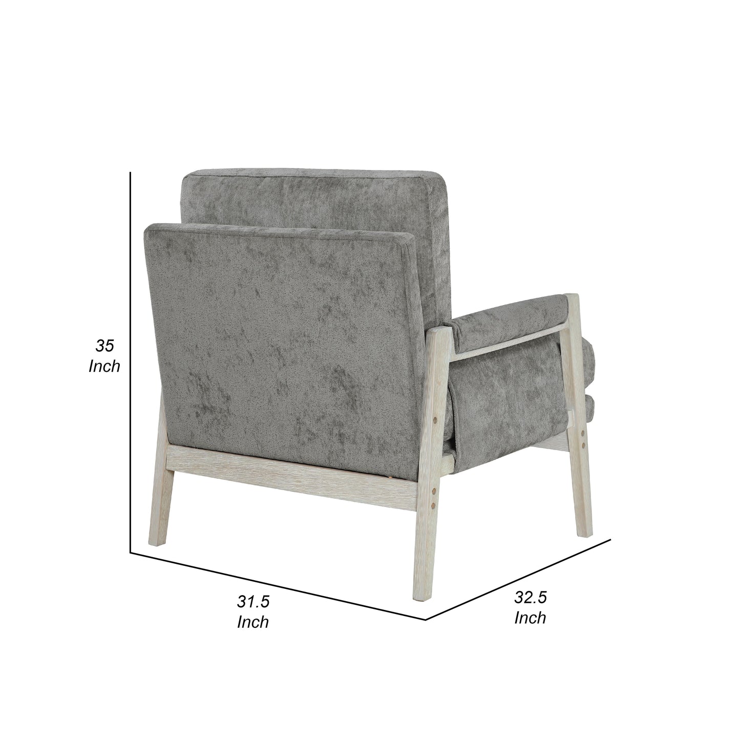 Mao Accent Armchair, Removable Cushion Cover, Brownish Gray Chenille