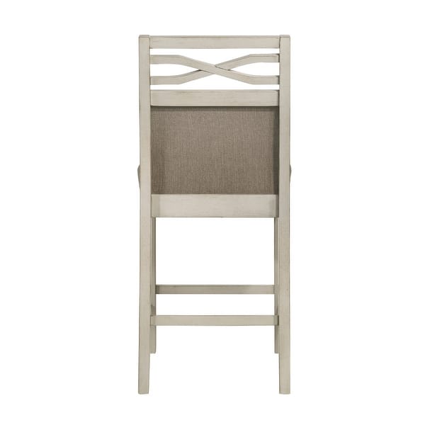 Marie 26 Inch Counter Height Chair, Khaki Fabric Seat, Back, Beige, Set of 2