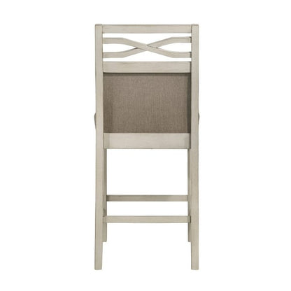 Marie 26 Inch Counter Height Chair, Khaki Fabric Seat, Back, Beige, Set of 2