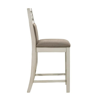 Marie 26 Inch Counter Height Chair, Khaki Fabric Seat, Back, Beige, Set of 2