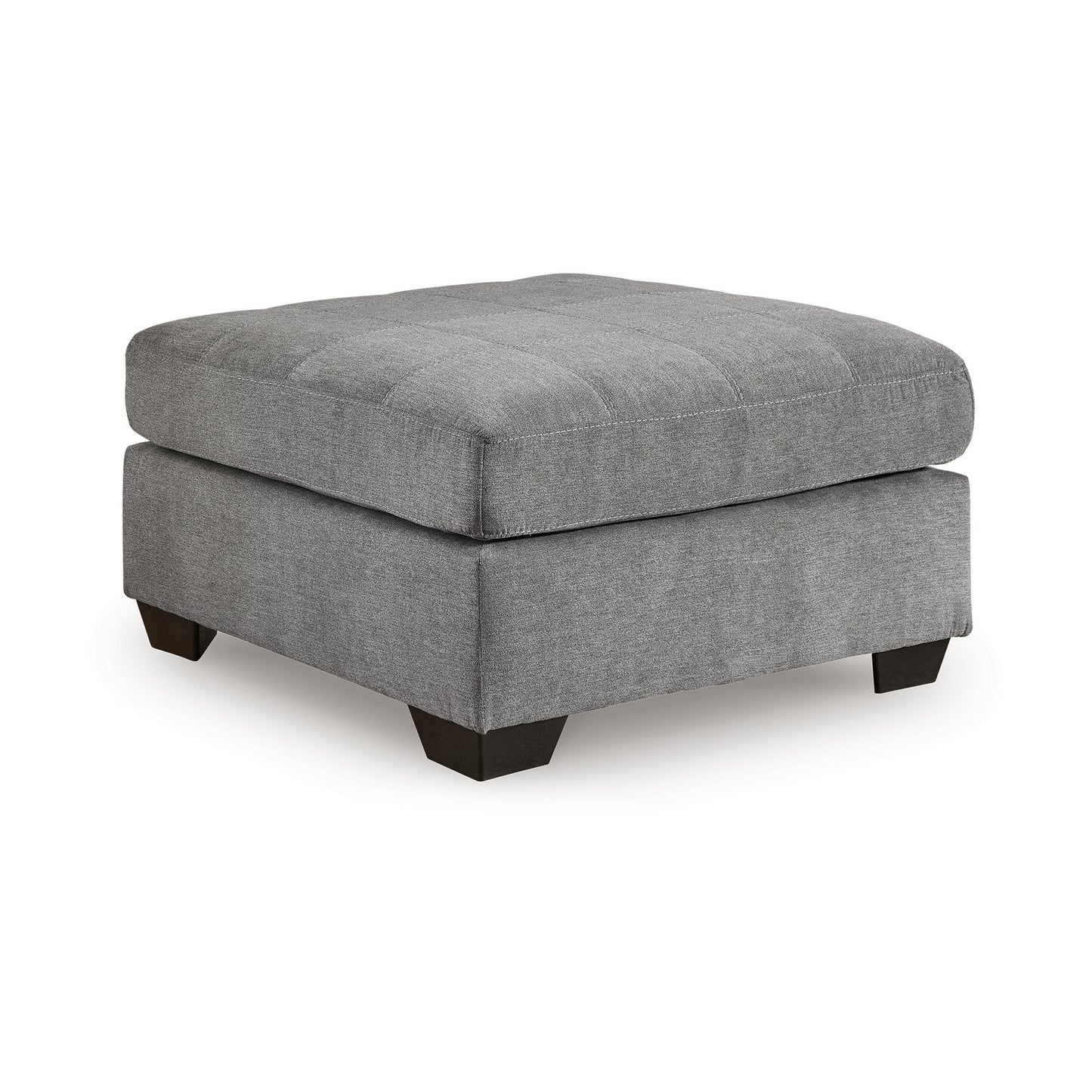 Marlow Oversize Ottoman, Stitch Details, Muted Gray Polyester 36 Inch