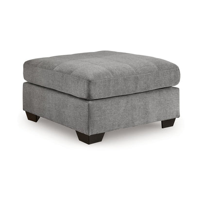 Marlow Oversize Ottoman, Stitch Details, Muted Blue Polyester 36 Inch