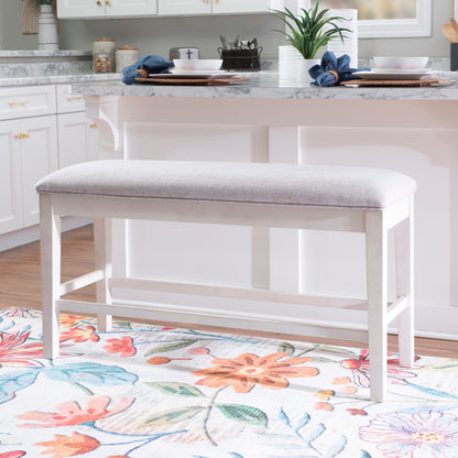 Anab Counter Height Bench, Foam Cushioned Polyester, Gray Wood