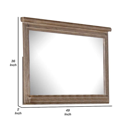 Merry Dresser Mirror, Brown Solid Wood, Rectangular 36x49 Frame